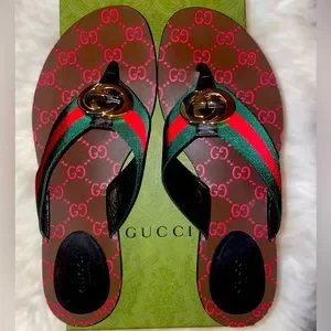 Gucci | Shoes | Gently Worn Gucci Kika Web Thong Sandals  display picture 1